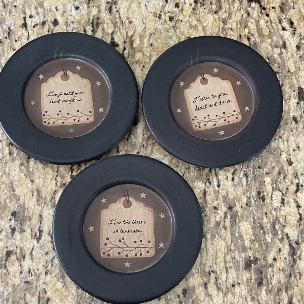 Set of 3 Barbara Lloyd Decorative wooden plates from The Hearthside Collection